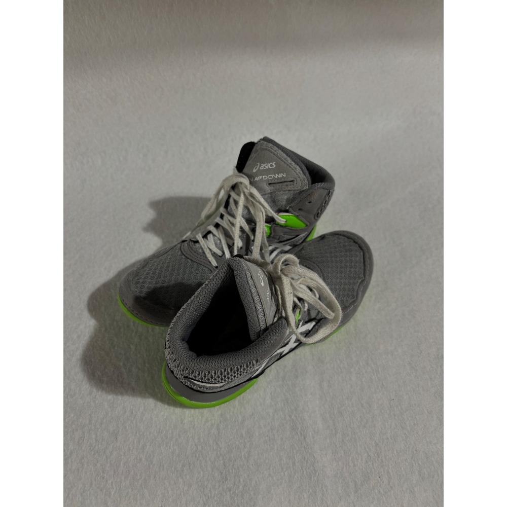 Asics Snapdown 3 Wrestling Shoes Kids 1.5 Grey Lime Green 1084A009 High Top